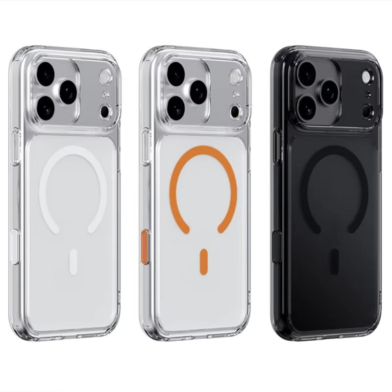 Luxury iPhone Case — MagSafe Magnetic Transparent TPU+PC Protective Cover with Camera Button, Shock-Resistant Slim Design