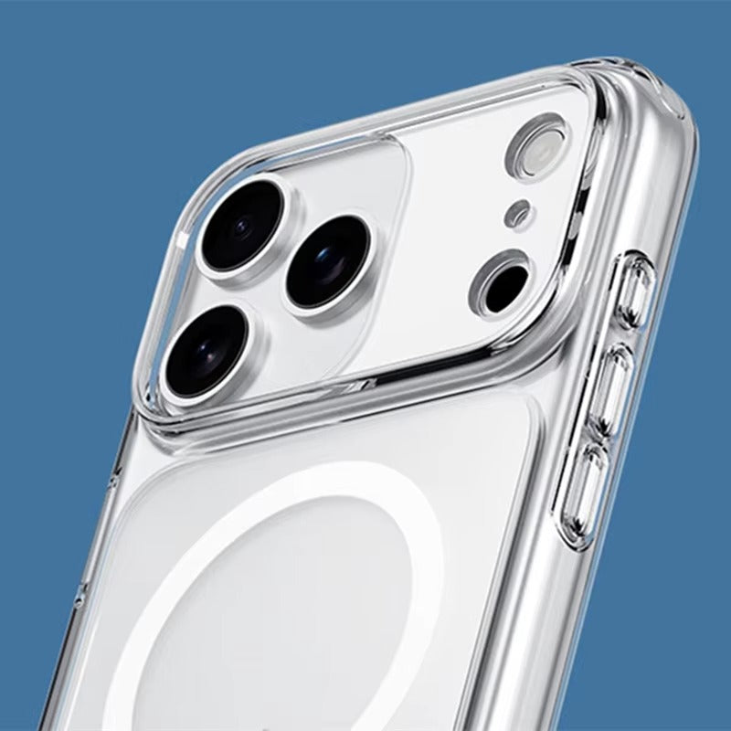 Luxury iPhone Case — MagSafe Magnetic Transparent TPU+PC Protective Cover with Camera Button, Shock-Resistant Slim Design