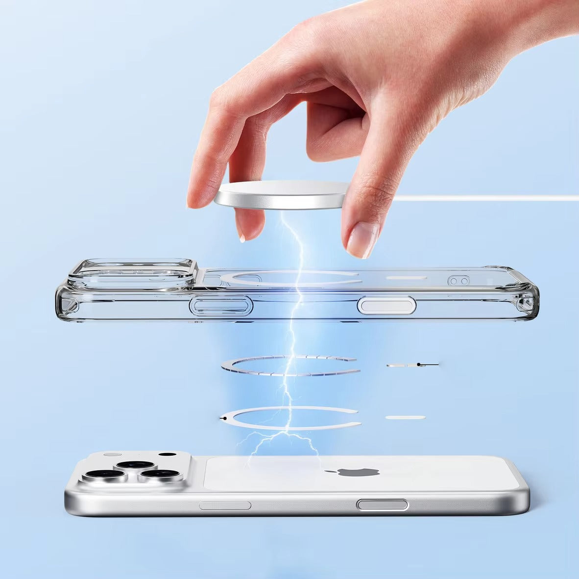 Luxury iPhone Case — MagSafe Magnetic Transparent TPU+PC Protective Cover with Camera Button, Shock-Resistant Slim Design