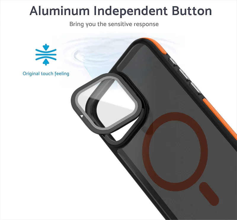 Luxury iPhone Case — MagSafe Matte Clear Magnetic TPU+PC Cover with Glass Lens Camera Protection and Built-In Stand