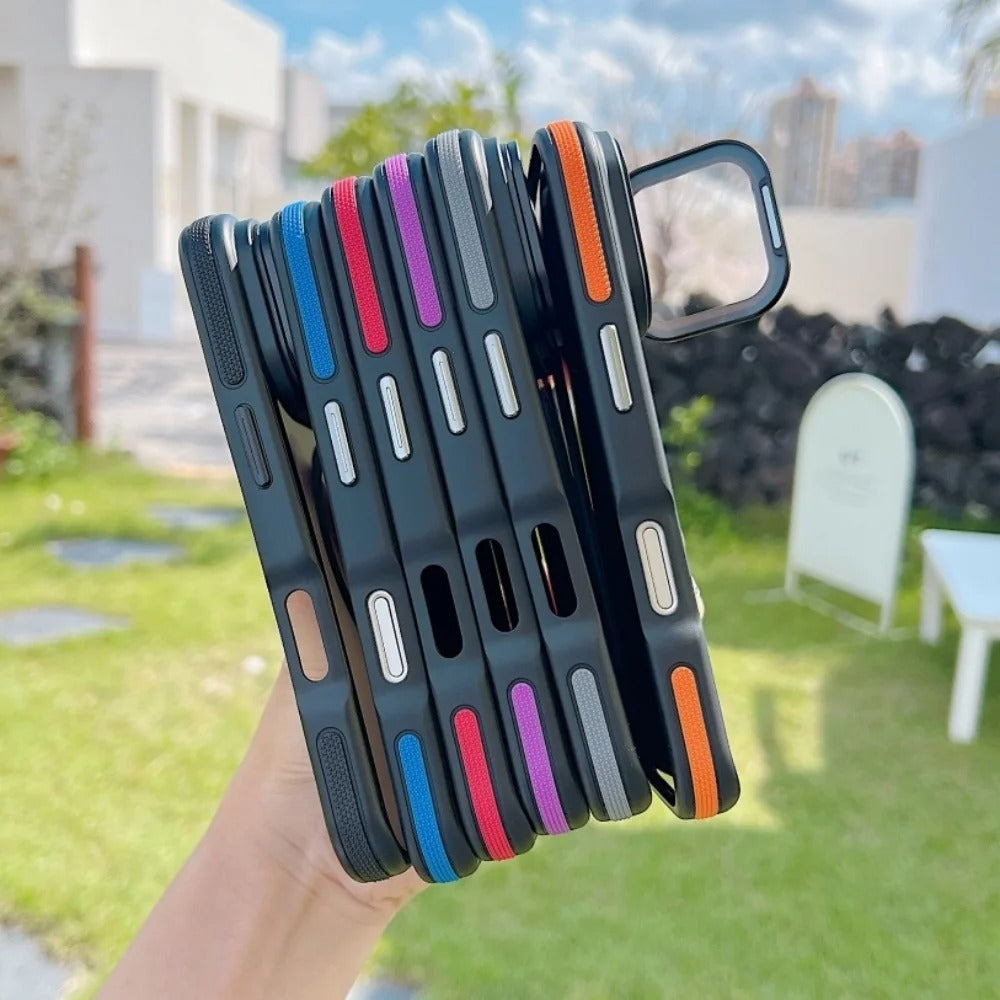 Luxury iPhone Case — MagSafe Matte Clear Magnetic TPU+PC Cover with Glass Lens Camera Protection and Built-In Stand