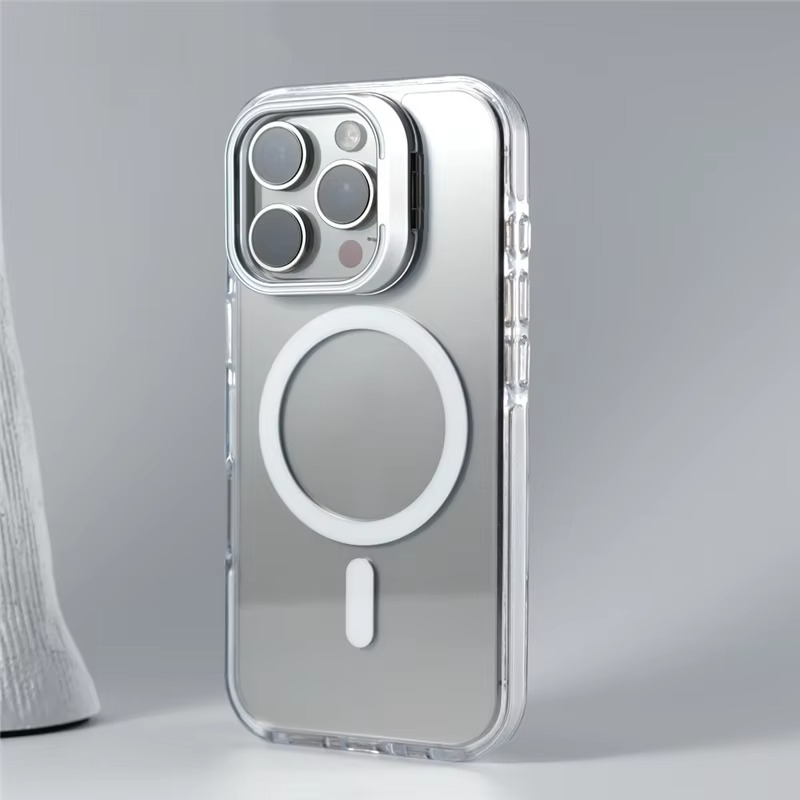 Luxury Magnetic Clear iPhone Case — Shockproof Air Cushion Bumper, MagSafe Compatible, Wireless Charging, PC + TPU, Anti-Scratch, Non-Slip
