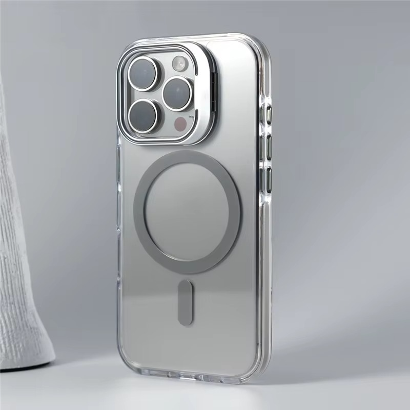 Luxury Magnetic Clear iPhone Case — Shockproof Air Cushion Bumper, MagSafe Compatible, Wireless Charging, PC + TPU, Anti-Scratch, Non-Slip