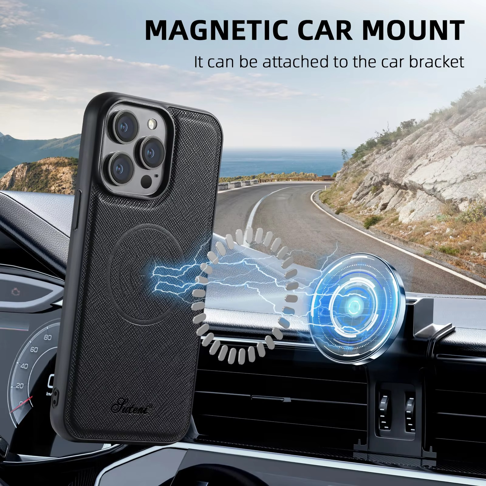 Luxury Magnetic Leather Wallet iPhone Case — 2-in-1 Card Holder, MagSafe Compatible, Wireless Charging, Anti-Fingerprint, Non-Slip, Storage Compartment