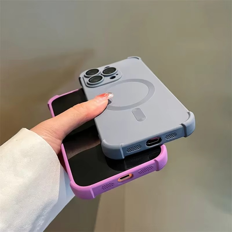 Luxury Magnetic Liquid Silicone iPhone Case — Lens Protection, Magsafe Wireless Charging, Shockproof, Anti-Fingerprint, Matte Soft Half-Wrapped Cover