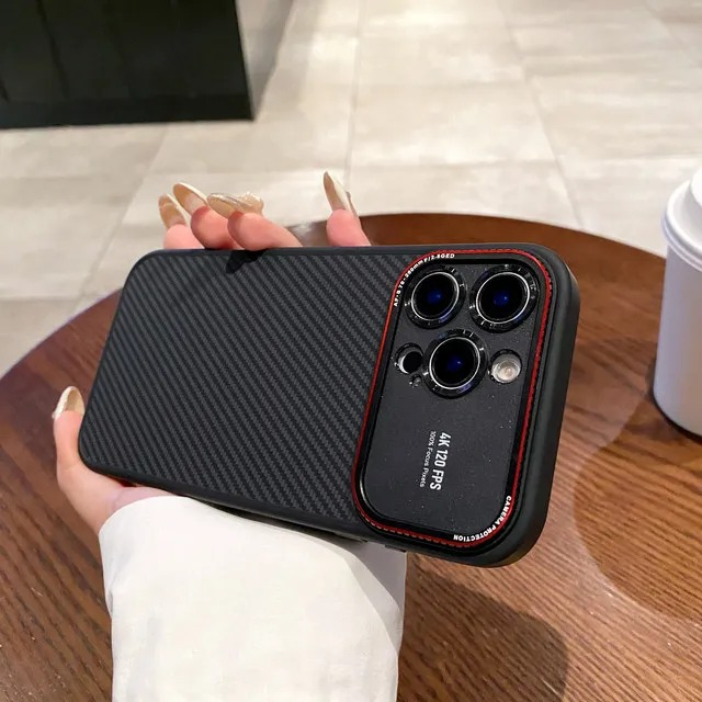 Luxury Magnetic MagSafe iPhone Case Shockproof with Large Window Camera Protection, Carbon Fiber Texture, Anti-Fingerprint Non-Slip Cover