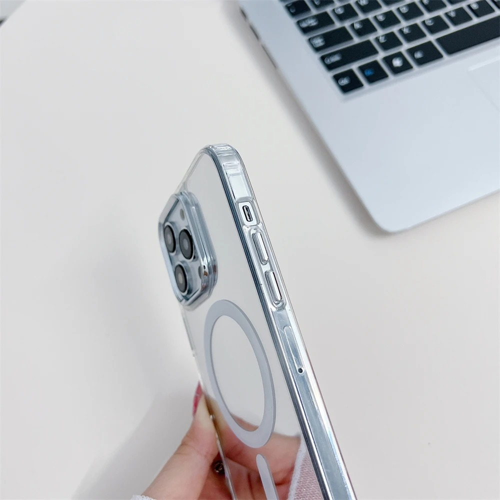 Luxury Magnetic Magsafe iPhone Case — Built-In Makeup Mirror, Thin Wireless Charging Cover, Anti-Fingerprint, Anti-Scratch, Dustproof, Lightweight