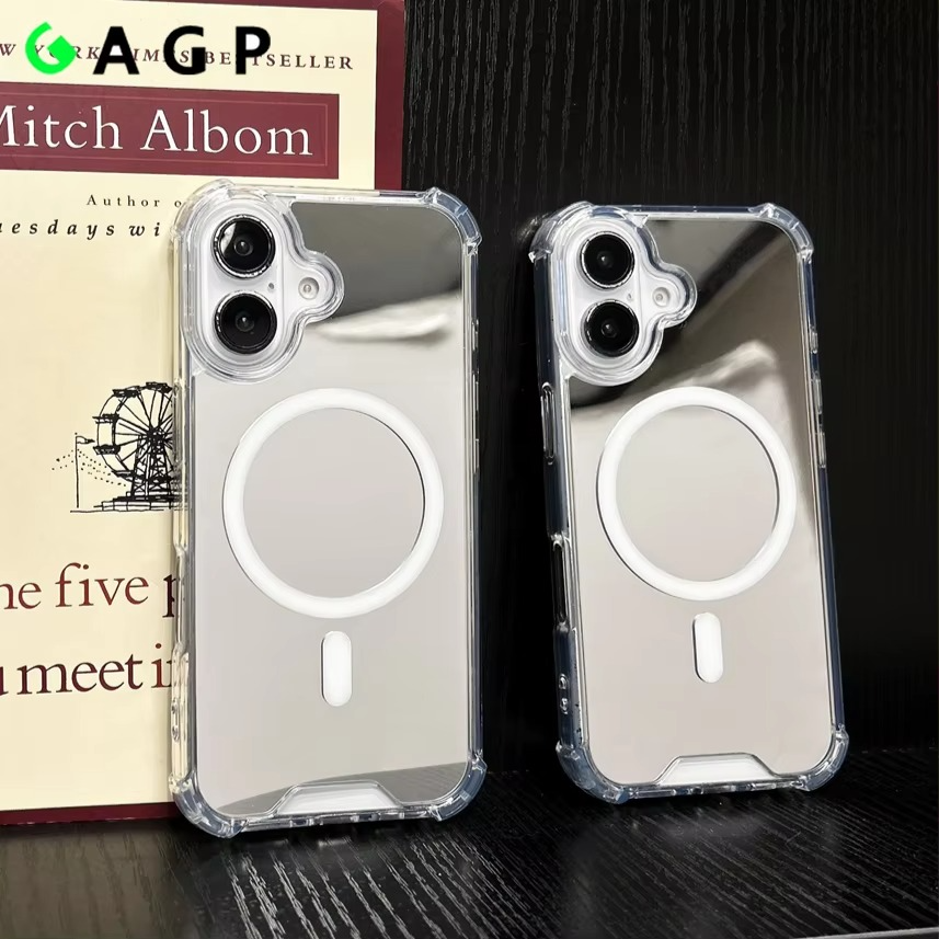 Luxury Magnetic Magsafe iPhone Case — Built-In Makeup Mirror, Thin Wireless Charging Cover, Anti-Fingerprint, Anti-Scratch, Dustproof, Lightweight