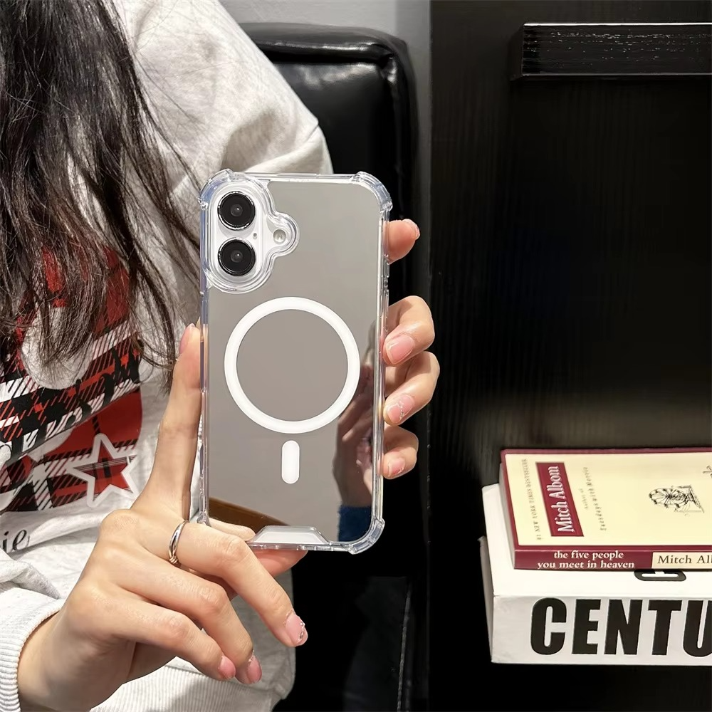 Luxury Magnetic Magsafe iPhone Case — Built-In Makeup Mirror, Thin Wireless Charging Cover, Anti-Fingerprint, Anti-Scratch, Dustproof, Lightweight