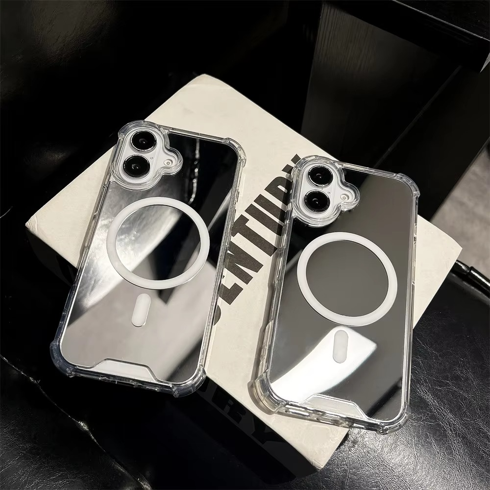 Luxury Magnetic Magsafe iPhone Case — Built-In Makeup Mirror, Thin Wireless Charging Cover, Anti-Fingerprint, Anti-Scratch, Dustproof, Lightweight