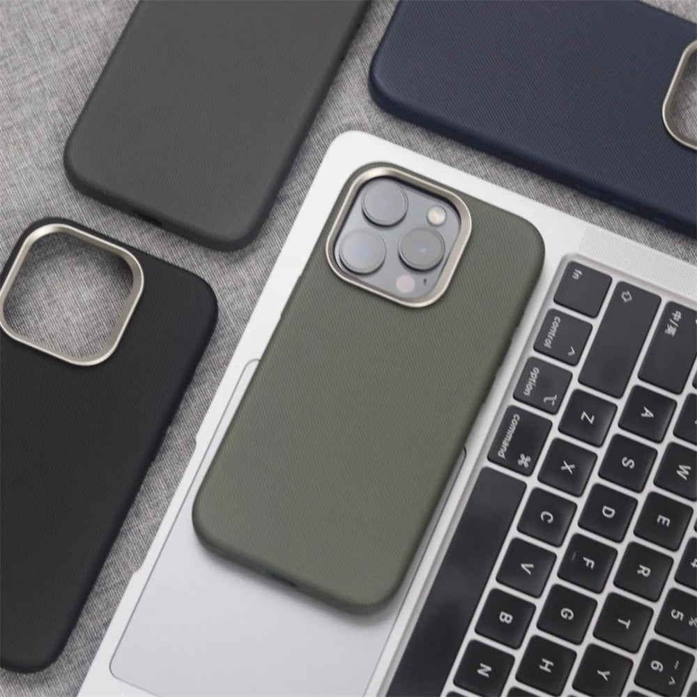 Luxury iPhone Case — MagSafe Magnetic Shockproof Cover with Diamond Texture Leather Design, Anti-Fingerprint Grip and Wireless-Charging Safe Finish