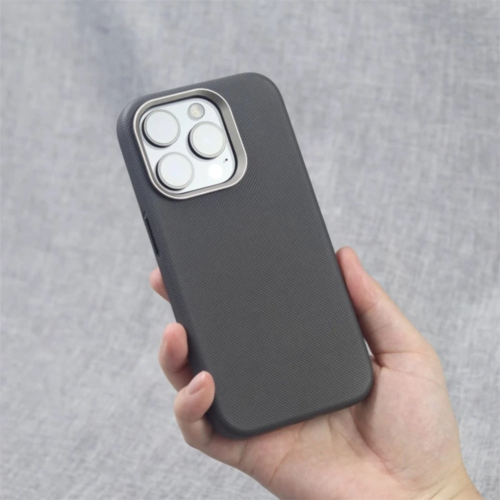 Luxury iPhone Case — MagSafe Magnetic Shockproof Cover with Diamond Texture Leather Design, Anti-Fingerprint Grip and Wireless-Charging Safe Finish