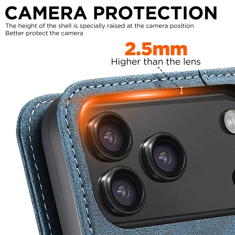 Luxury Magnetic Wallet Flip iPhone Case — Shockproof Retro Leather Book Cover with Card Slots, Phone Holder Stand, Anti-Fingerprint Design