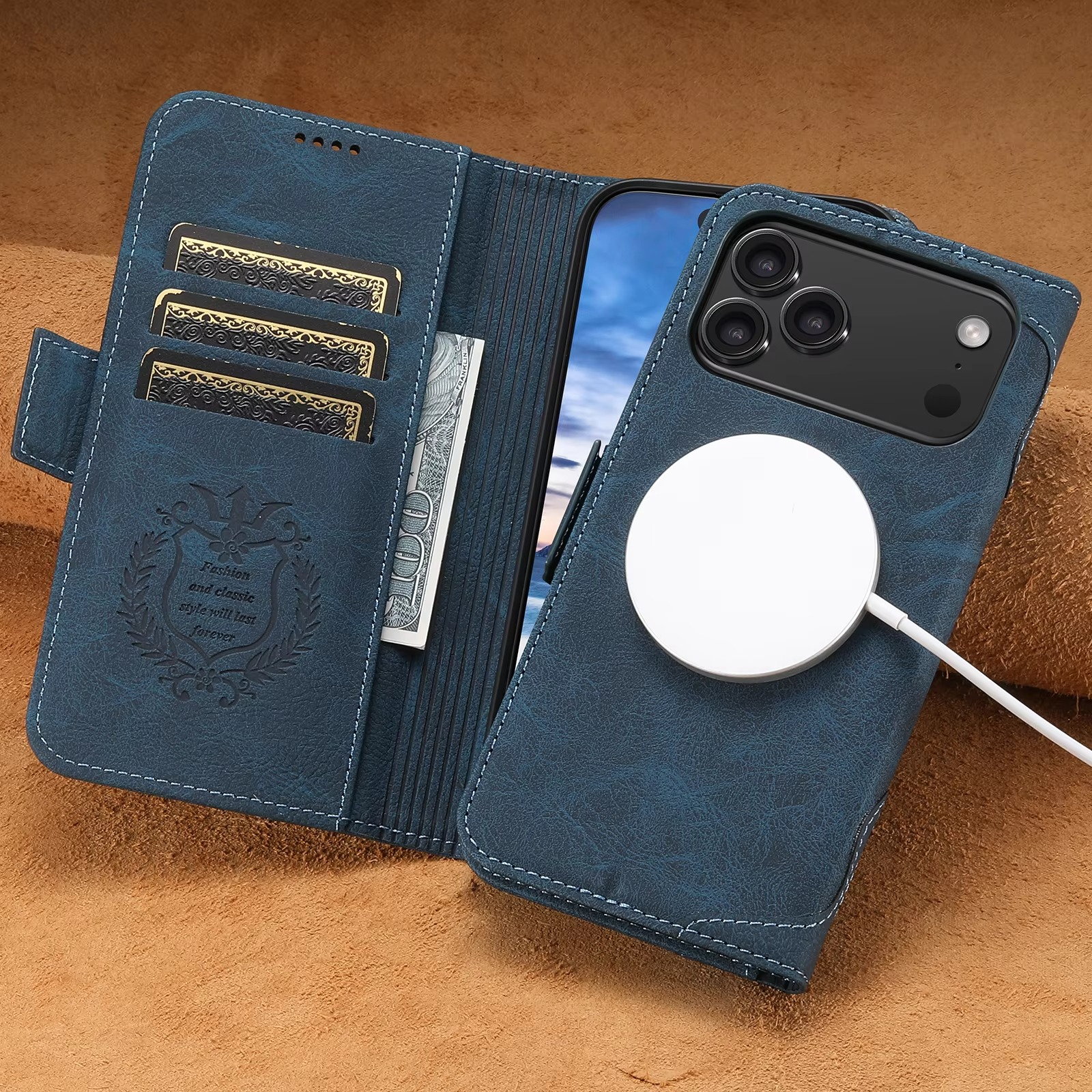Luxury Magnetic Wallet Flip iPhone Case — Shockproof Retro Leather Book Cover with Card Slots, Phone Holder Stand, Anti-Fingerprint Design