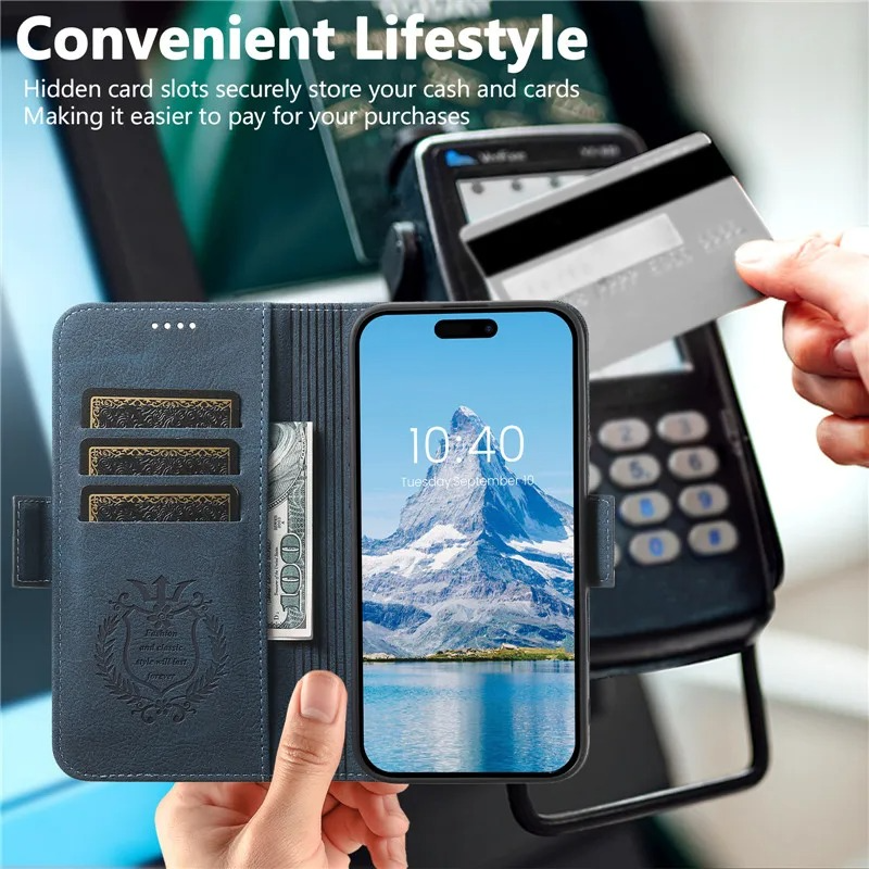 Luxury Magnetic Wallet Flip iPhone Case — Shockproof Retro Leather Book Cover with Card Slots, Phone Holder Stand, Anti-Fingerprint Design