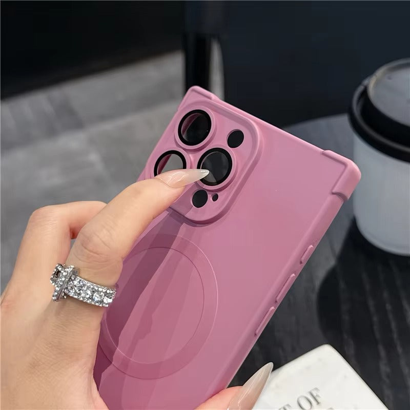 Luxury Magnetic iPhone Case MagSafe Compatible Shockproof Soft Bumper — Matte Anti-Fingerprint Cover, Non-Slip Grip, Wireless Charging Friendly