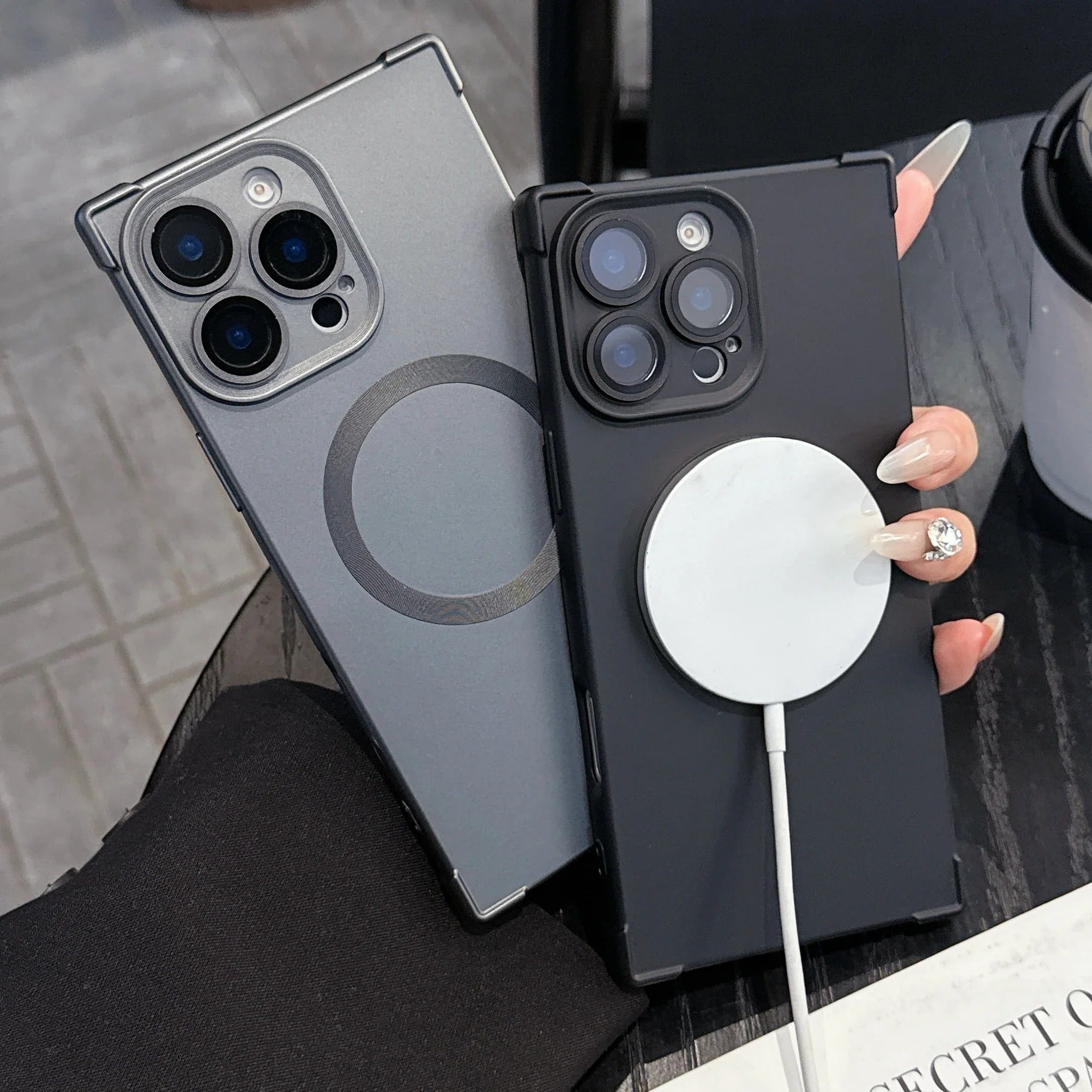 Luxury Magnetic iPhone Case MagSafe Compatible Shockproof Soft Bumper — Matte Anti-Fingerprint Cover, Non-Slip Grip, Wireless Charging Friendly