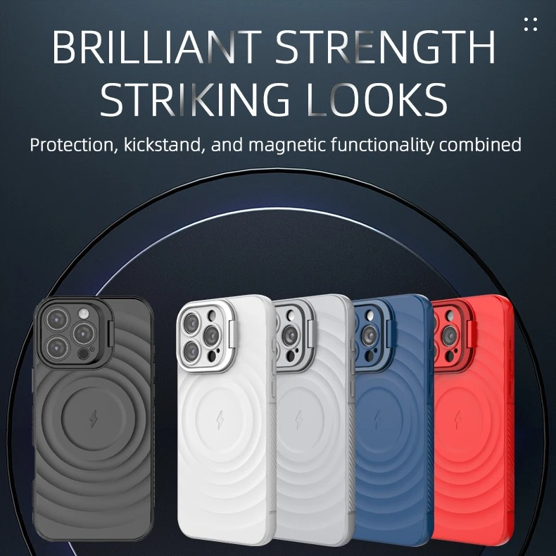 Luxury Magnetic iPhone Case — Adjustable Lens Mount Soft Silicone Cover, Shockproof, Anti-Fingerprint, Anti-Scratch, Dustproof, Non-Slip, Magsafe Compatible