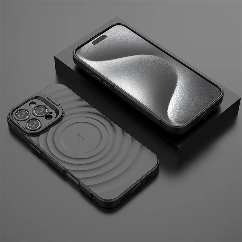 Luxury Magnetic iPhone Case — Adjustable Lens Mount Soft Silicone Cover, Shockproof, Anti-Fingerprint, Anti-Scratch, Dustproof, Non-Slip, Magsafe Compatible