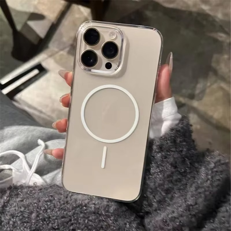 Luxury iPhone Case — Magnetic MagSafe Wireless-Charging Compatible, Shockproof, Anti-Fingerprint, Anti-Scratch, Transparent Half-Wrapped Cover