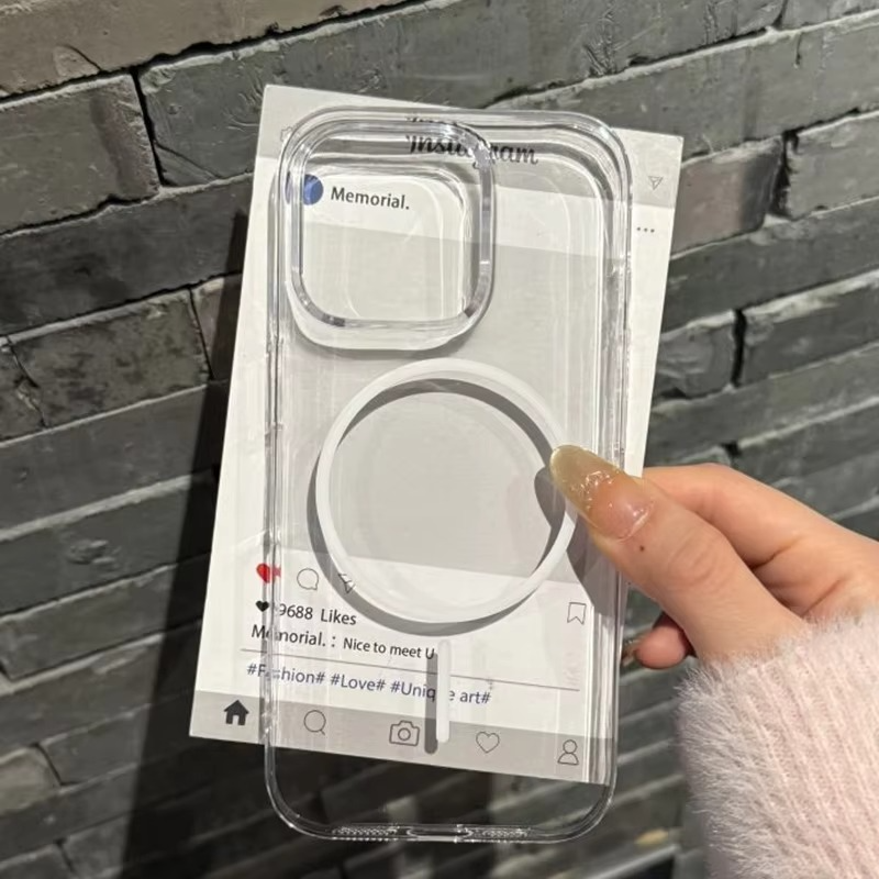 Luxury iPhone Case — Magnetic MagSafe Wireless-Charging Compatible, Shockproof, Anti-Fingerprint, Anti-Scratch, Transparent Half-Wrapped Cover