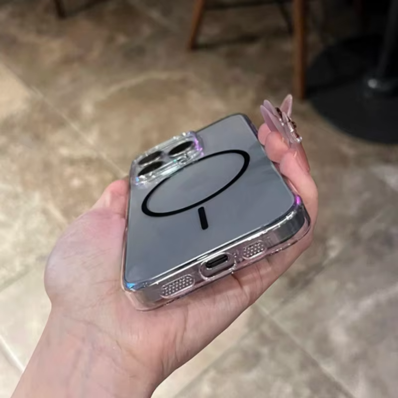 Luxury iPhone Case — Magnetic MagSafe Wireless-Charging Compatible, Shockproof, Anti-Fingerprint, Anti-Scratch, Transparent Half-Wrapped Cover