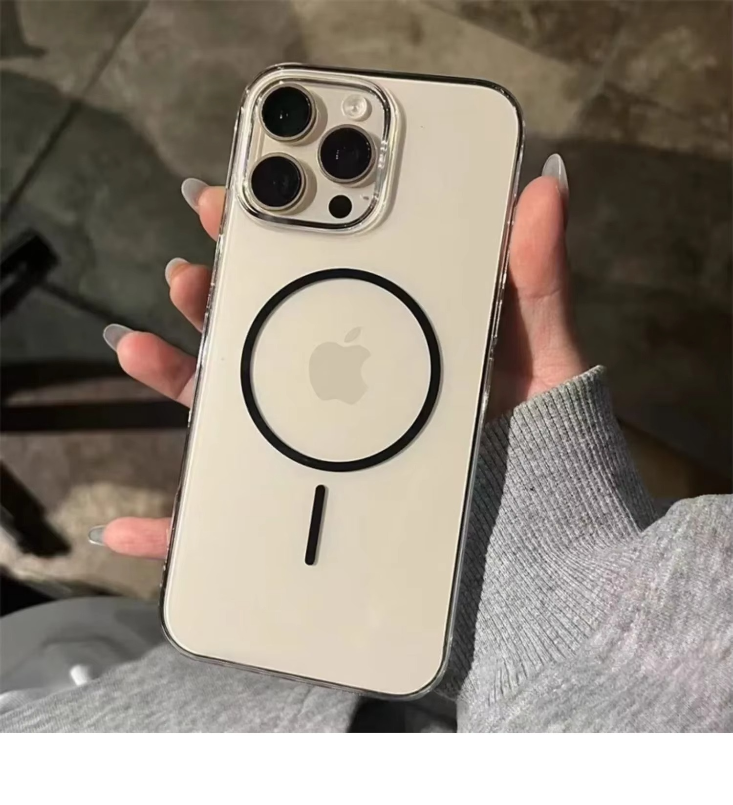 Luxury iPhone Case — Magnetic MagSafe Wireless-Charging Compatible, Shockproof, Anti-Fingerprint, Anti-Scratch, Transparent Half-Wrapped Cover