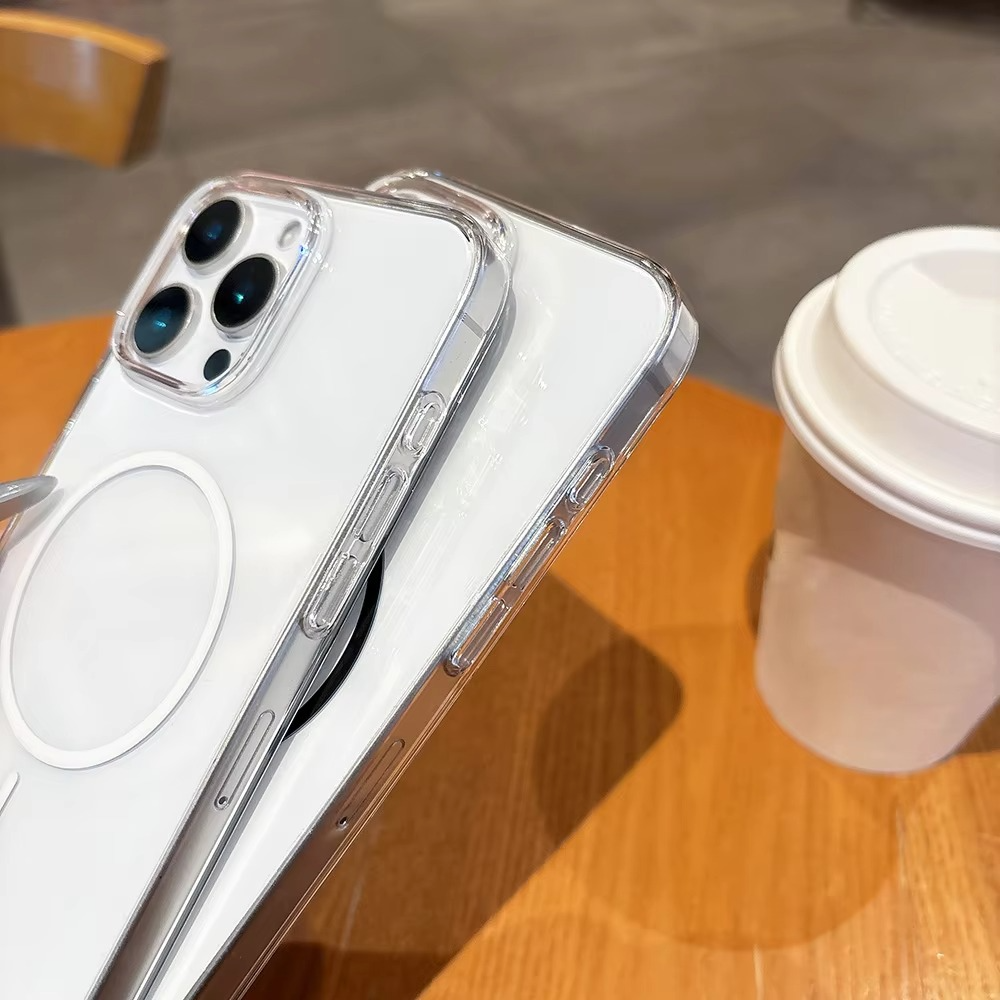 Luxury iPhone Case — Magnetic MagSafe Wireless-Charging Compatible, Shockproof, Anti-Fingerprint, Anti-Scratch, Transparent Half-Wrapped Cover