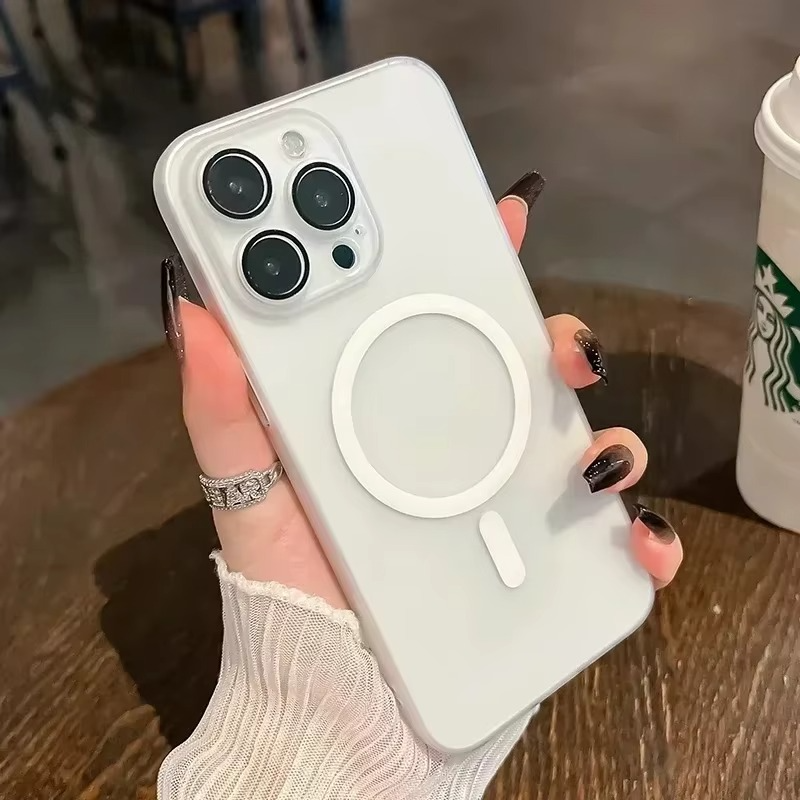 Luxury Magnetic iPhone Case — Matte Soft Silicone Cover, Color Collision, Camera Lens Protection, Shockproof, Anti-Scratch, Magsafe Compatible