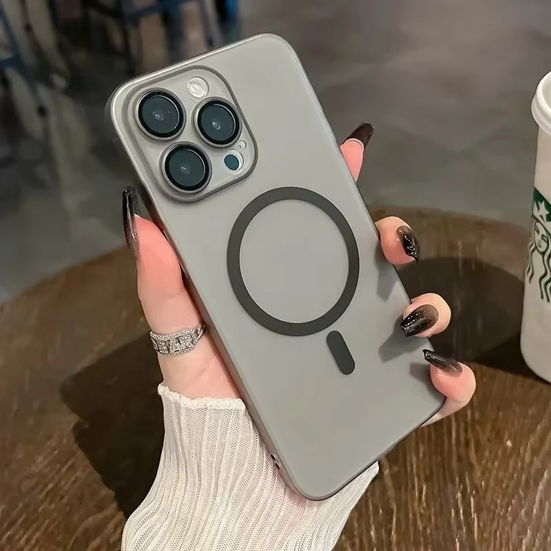 Luxury Magnetic iPhone Case — Matte Soft Silicone Cover, Color Collision, Camera Lens Protection, Shockproof, Anti-Scratch, Magsafe Compatible