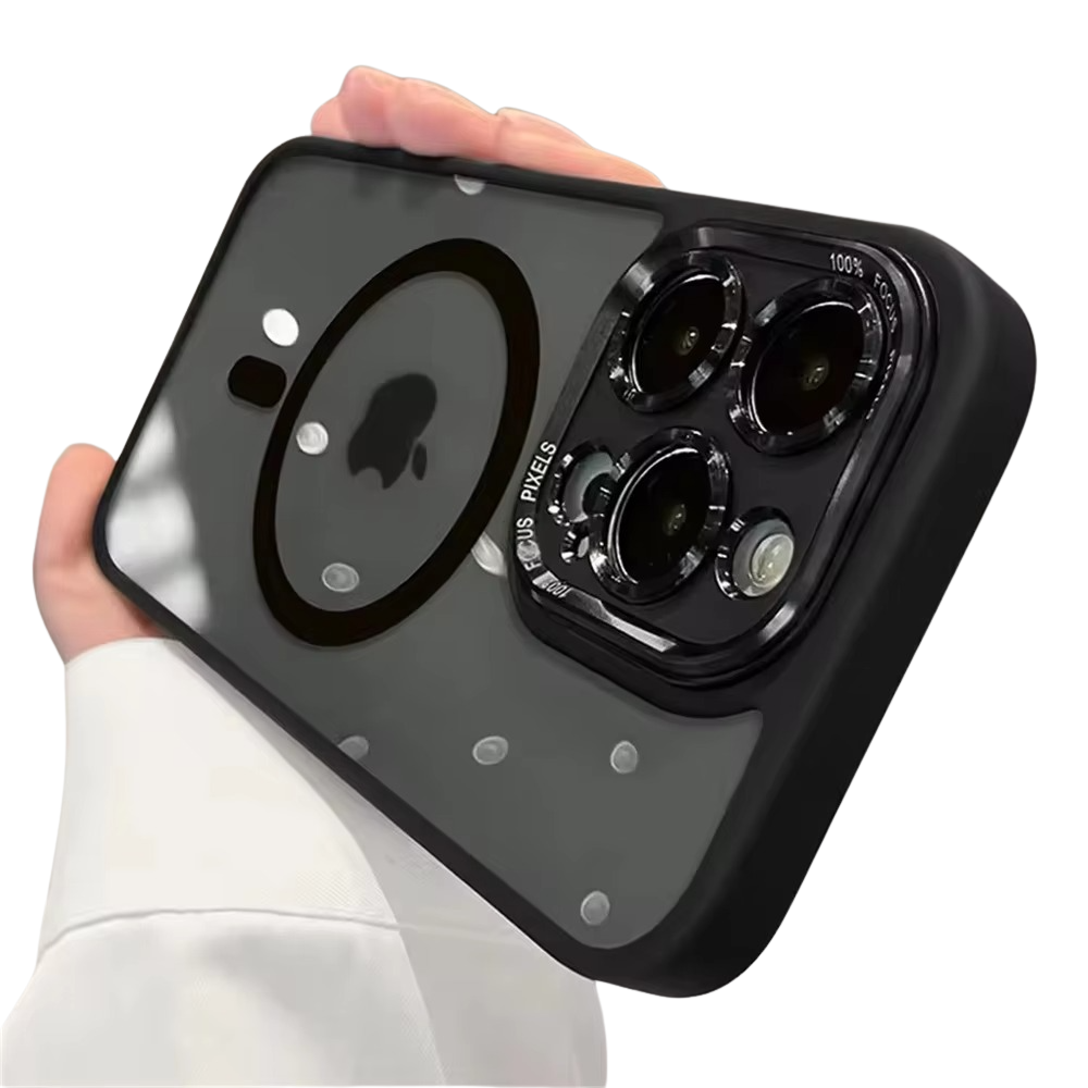 Luxury Magnetic iPhone Case — Metal Lens Bumper Protection, Shockproof Transparent Soft Bumper with Wireless Charging Compatibility