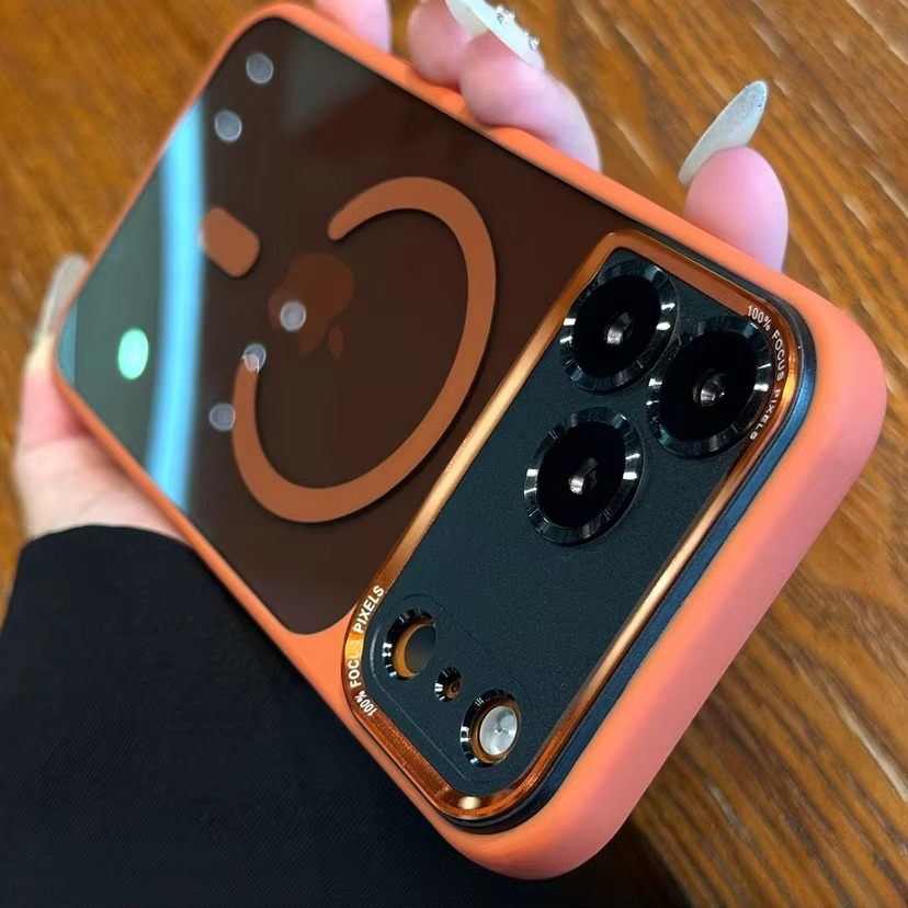 Luxury Magnetic iPhone Case — Metal Lens Bumper Protection, Shockproof Transparent Soft Bumper with Wireless Charging Compatibility