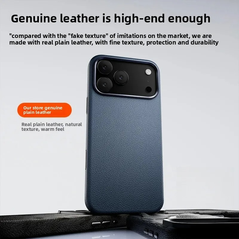 Luxury iPhone Case — Magnetic Wireless-Charging Leather Cover with Metal Camera Protection and Shockproof Anti-Fingerprint Full-Coverage Design