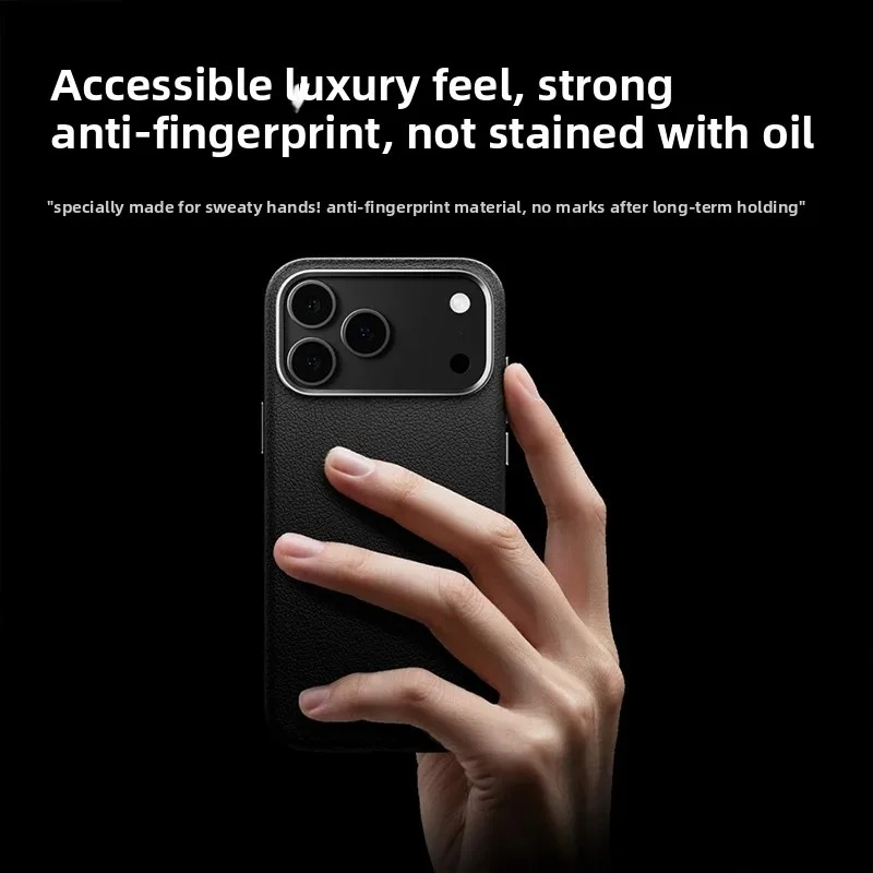 Luxury iPhone Case — Magnetic Wireless-Charging Leather Cover with Metal Camera Protection and Shockproof Anti-Fingerprint Full-Coverage Design
