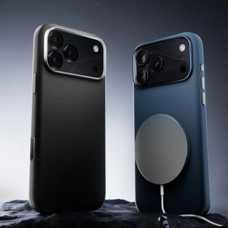 Luxury iPhone Case — Magnetic Wireless-Charging Leather Cover with Metal Camera Protection and Shockproof Anti-Fingerprint Full-Coverage Design
