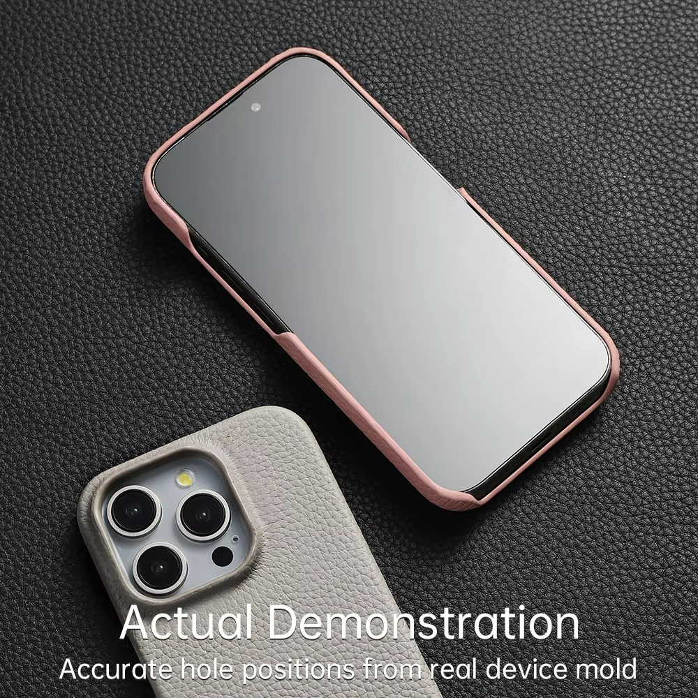 Luxury iPhone Case — MagSafe Magnetic Genuine Cowhide Lychee Leather Back Cover, Shockproof, Anti-Fingerprint, Dustproof, Full Protection