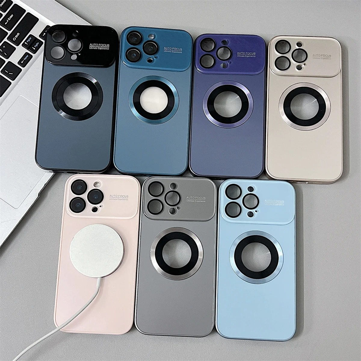 Luxury Magsafe Magnetic iPhone Case — Large Window Logo Hole, Shockproof Half-Wrapped Cover, Camera Lens Protection, Anti-Fingerprint, Matte Non-Slip