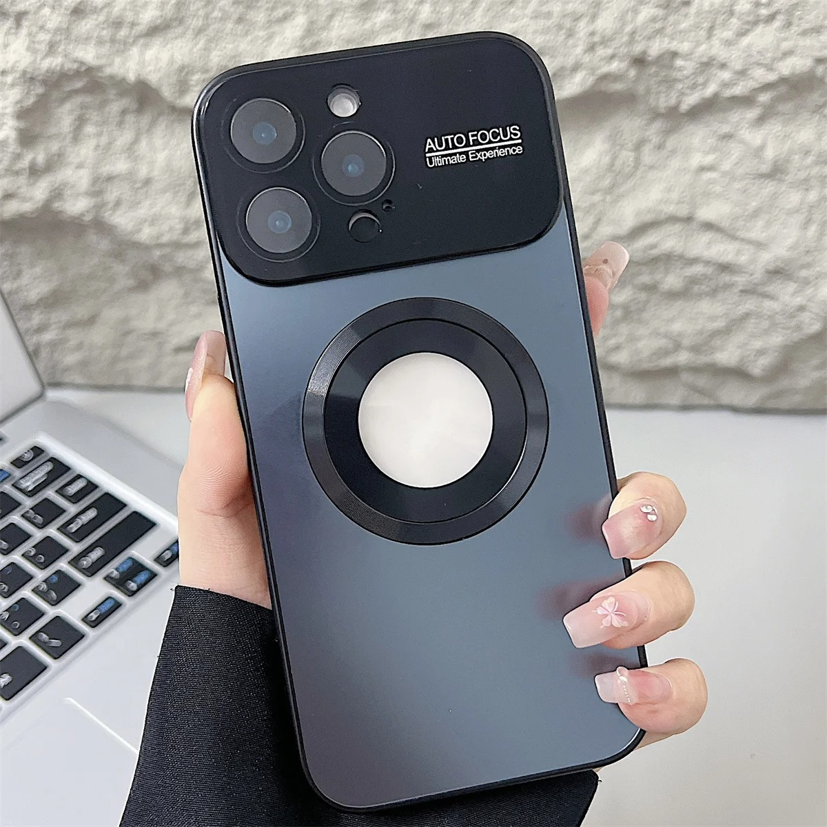 Luxury Magsafe Magnetic iPhone Case — Large Window Logo Hole, Shockproof Half-Wrapped Cover, Camera Lens Protection, Anti-Fingerprint, Matte Non-Slip