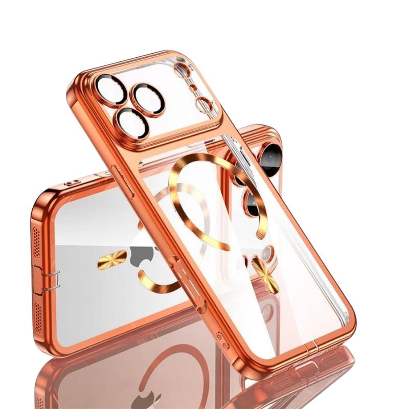 Luxury iPhone Case — MagSafe Transparent TPU Half-Wrapped Soft Plating Cover with Dust Plug, Shockproof, Anti-Fingerprint, Anti-Scratch Matte Finish