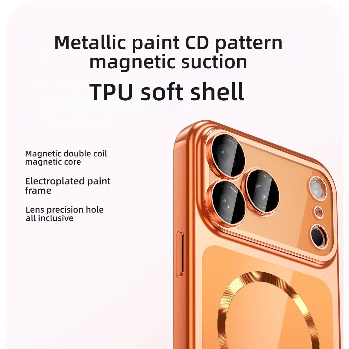 Luxury iPhone Case — MagSafe Transparent TPU Half-Wrapped Soft Plating Cover with Dust Plug, Shockproof, Anti-Fingerprint, Anti-Scratch Matte Finish