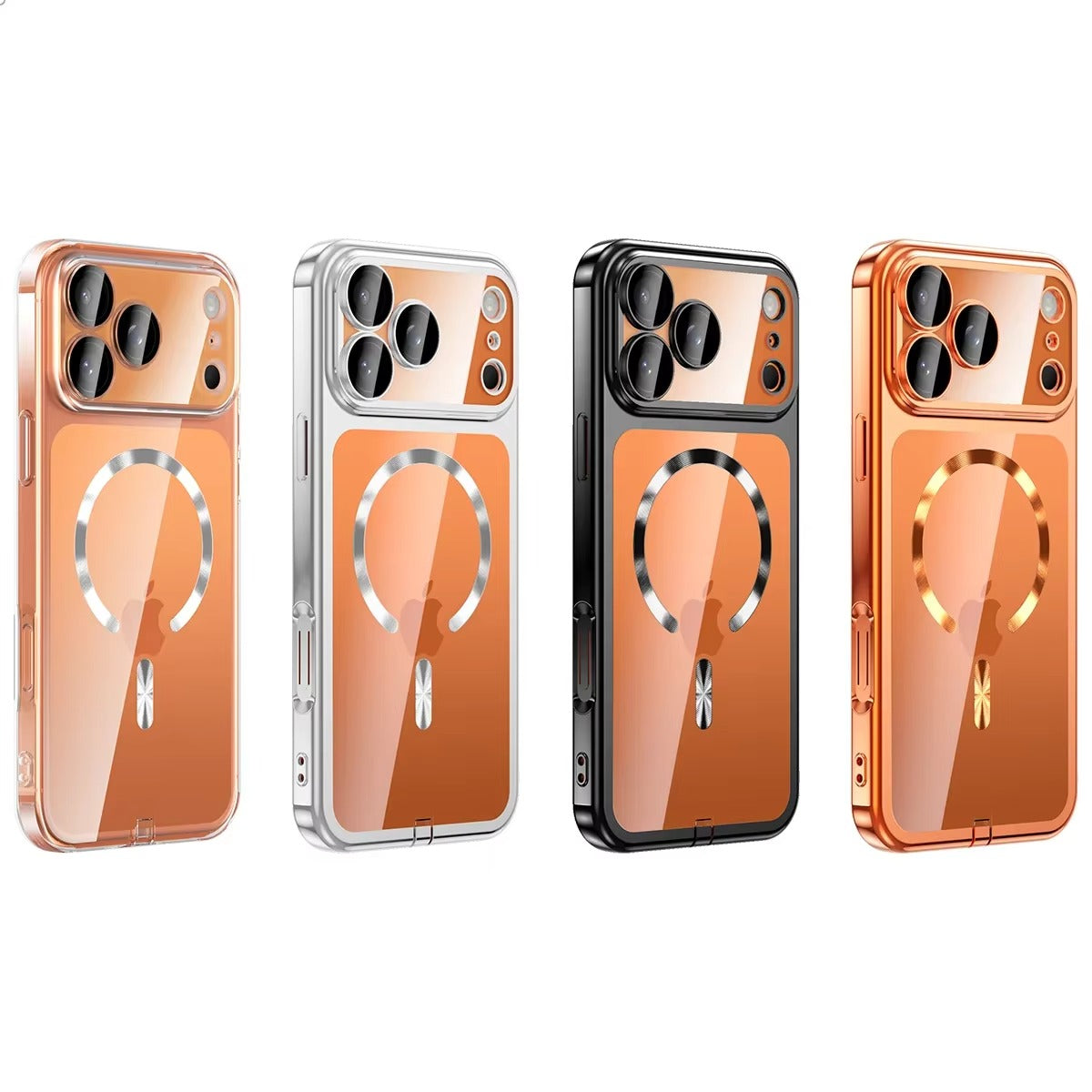 Luxury iPhone Case — MagSafe Transparent TPU Half-Wrapped Soft Plating Cover with Dust Plug, Shockproof, Anti-Fingerprint, Anti-Scratch Matte Finish