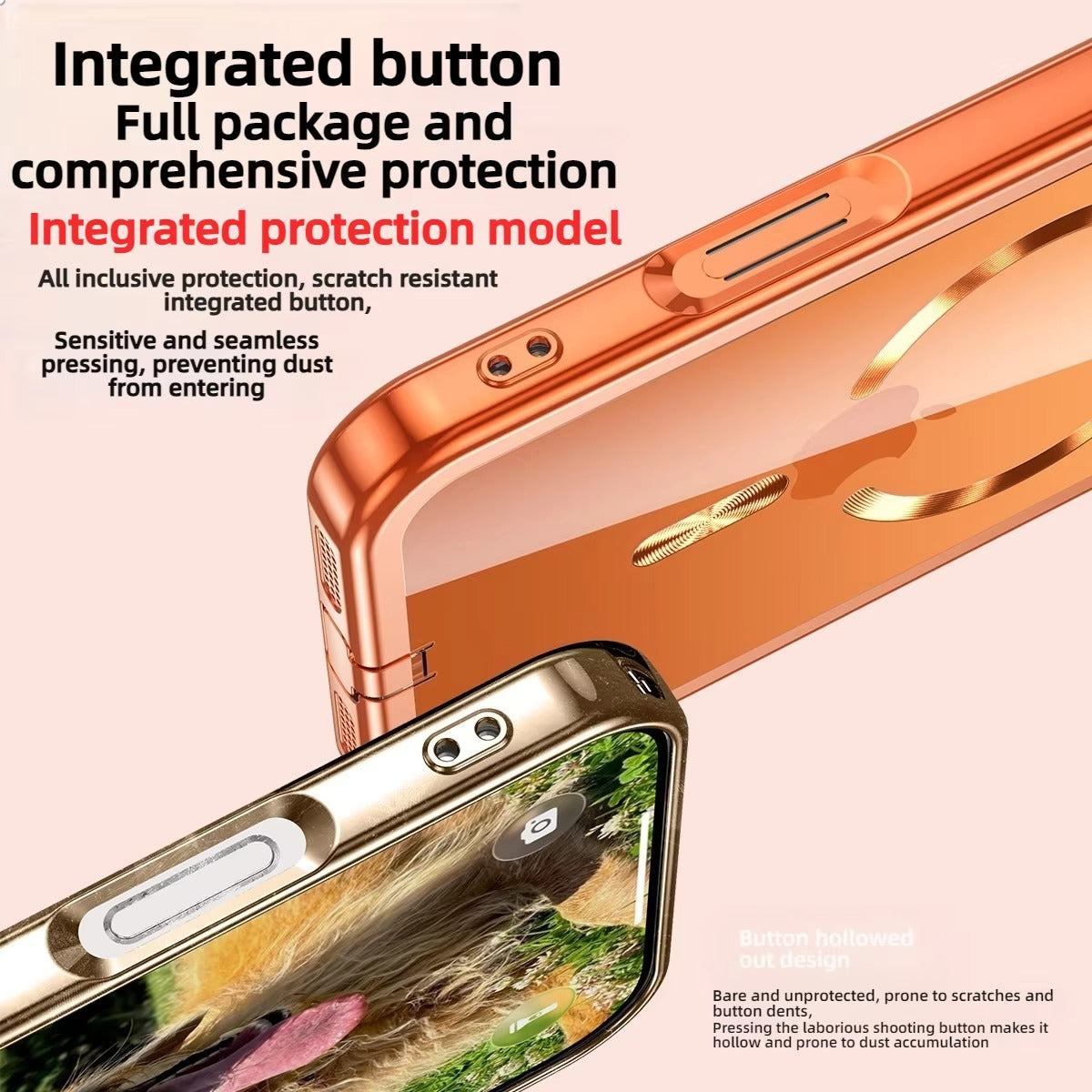 Luxury iPhone Case — MagSafe Transparent TPU Half-Wrapped Soft Plating Cover with Dust Plug, Shockproof, Anti-Fingerprint, Anti-Scratch Matte Finish