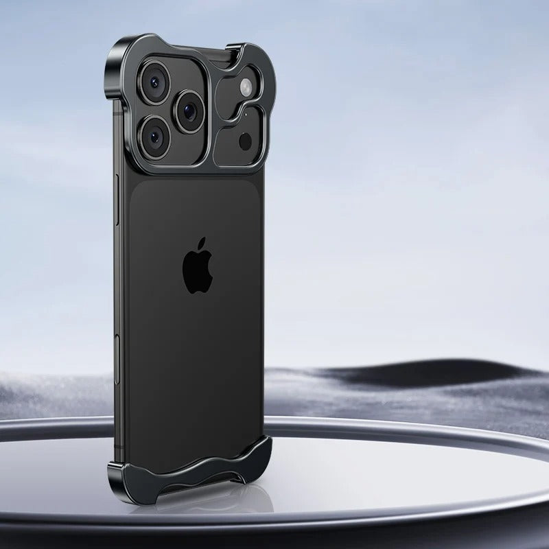 Luxury iPhone Case — Titanium Alloy Metal Bumper with Corner Protection, Metal Lens Guard and Slim Half-Wrapped Shock-Resistant Design