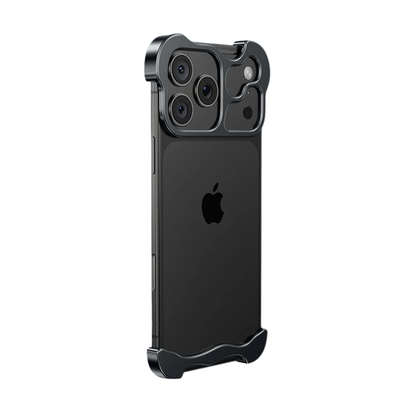 Luxury iPhone Case — Titanium Alloy Metal Bumper with Corner Protection, Metal Lens Guard and Slim Half-Wrapped Shock-Resistant Design