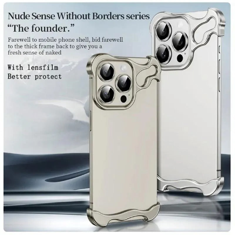 Luxury iPhone Case — Titanium Alloy Metal Bumper with Corner Protection, Metal Lens Guard and Slim Half-Wrapped Shock-Resistant Design