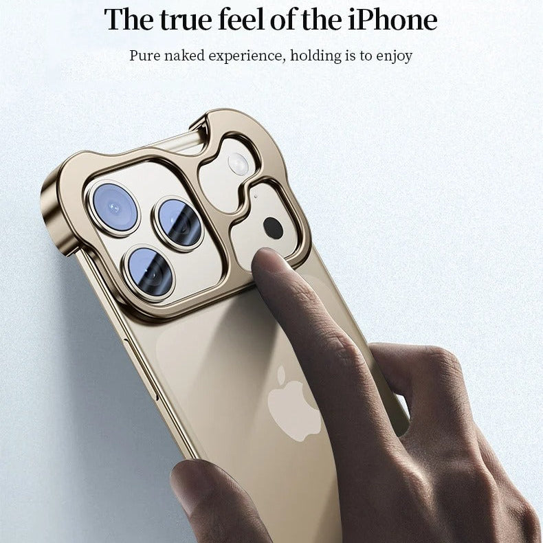 Luxury iPhone Case — Titanium Alloy Metal Bumper with Corner Protection, Metal Lens Guard and Slim Half-Wrapped Shock-Resistant Design