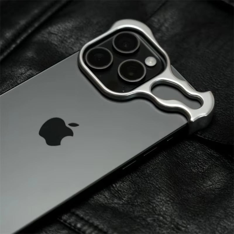 Luxury iPhone Case — Titanium Alloy Metal Bumper with Corner Protection, Metal Lens Guard and Slim Half-Wrapped Shock-Resistant Design