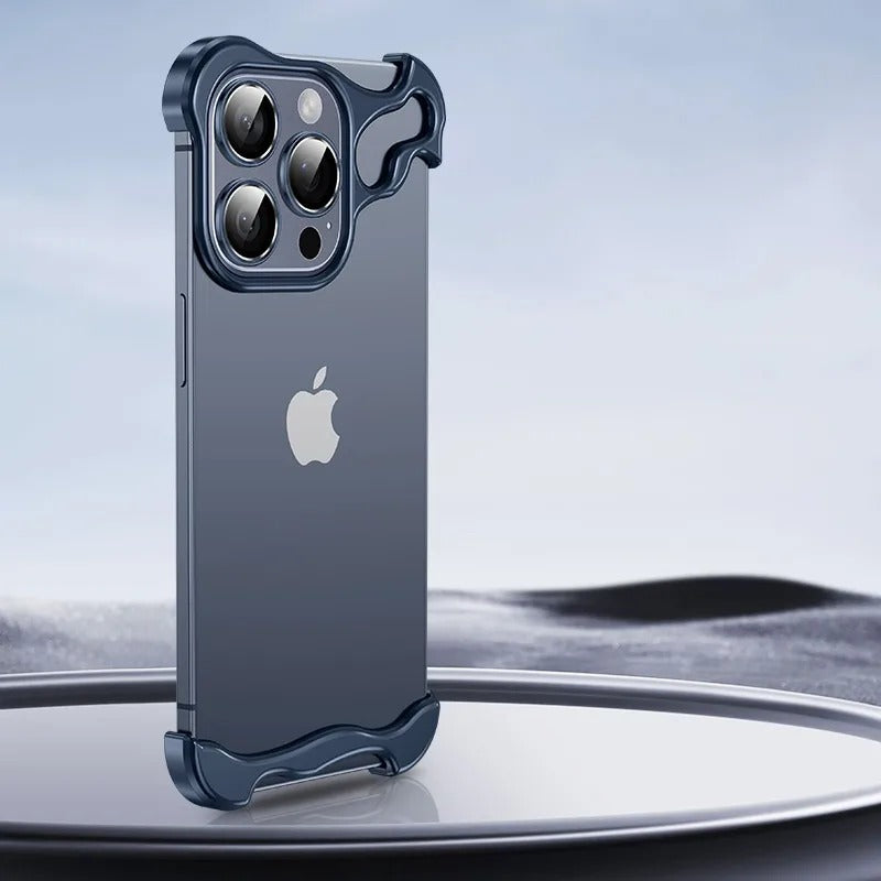 Luxury iPhone Case — Titanium Alloy Metal Bumper with Corner Protection, Metal Lens Guard and Slim Half-Wrapped Shock-Resistant Design