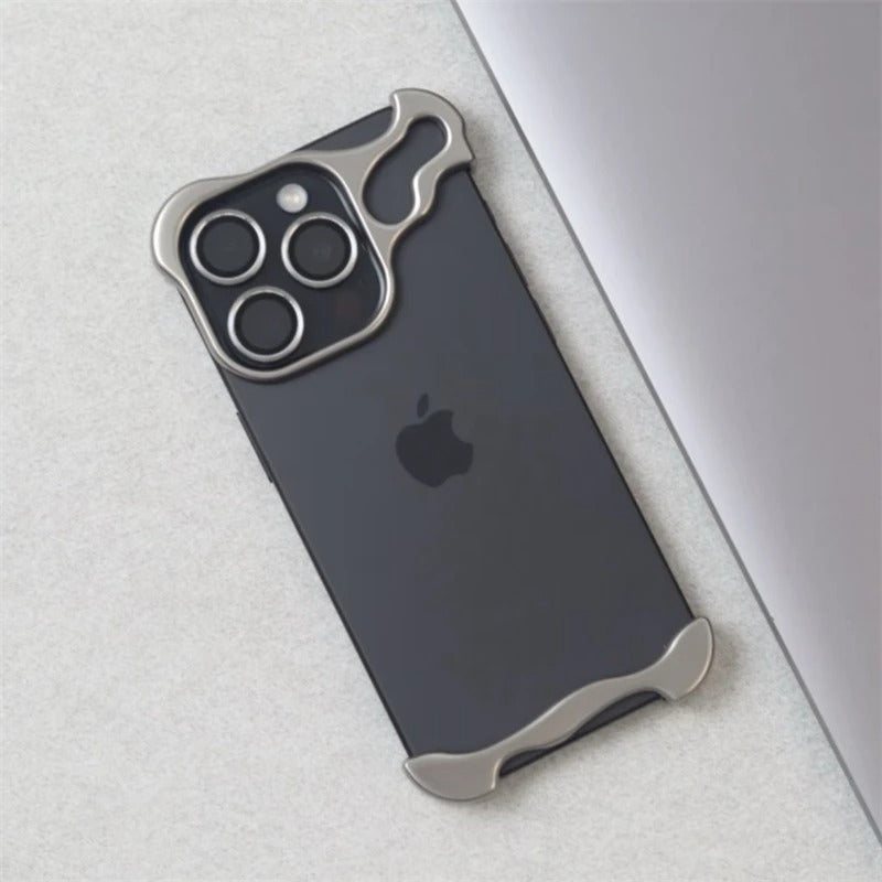 Luxury iPhone Case — Titanium Alloy Metal Bumper with Corner Protection, Metal Lens Guard and Slim Half-Wrapped Shock-Resistant Design