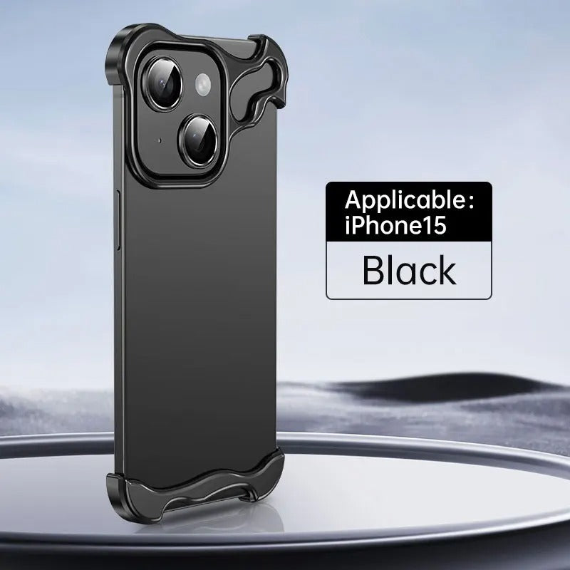 Luxury iPhone Case — Titanium Alloy Metal Bumper with Corner Protection, Metal Lens Guard and Slim Half-Wrapped Shock-Resistant Design